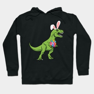 Easter Dinosaur Trex With Eggs T-Rex Bunny Ears Easter Hoodie